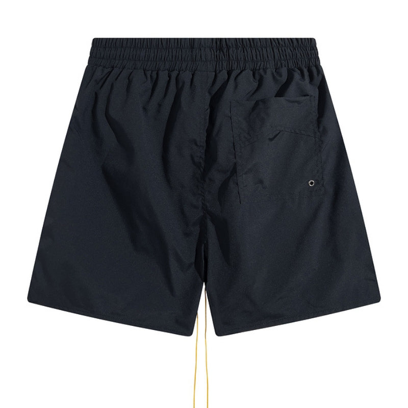 RHUDE Embroidered Tie Elastic Track Shorts – Black