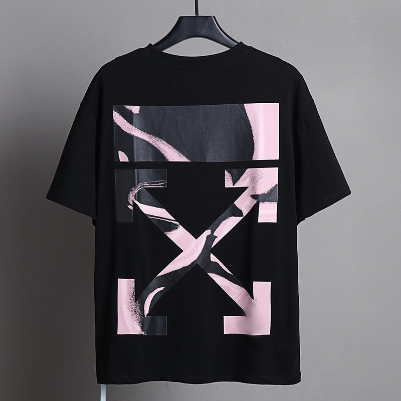 OFF-WHITE Pink Brushstroke Arrow Graphic T-Shirt