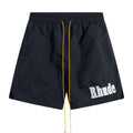 RHUDE Embroidered Tie Elastic Track Shorts – Black