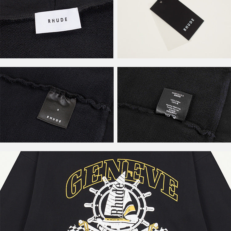 RHUDE Geneve Catamaran Racing Champions Graphic Hoodie – Black