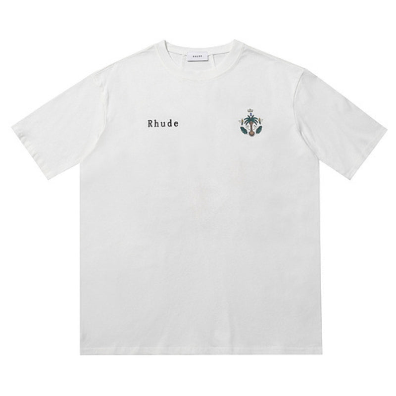 RHUDE Logo-Print T-Shirt – White / Black / Apricot