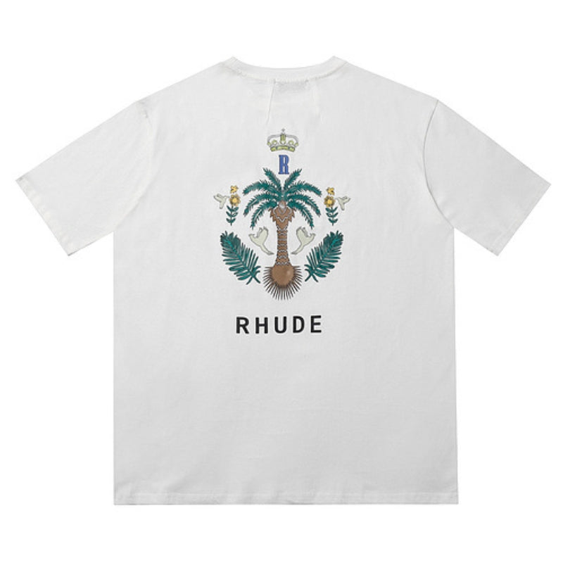 RHUDE Logo-Print T-Shirt – White / Black / Apricot