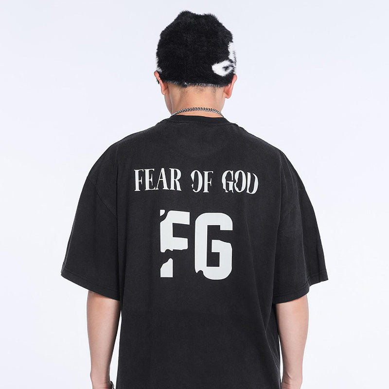 Fear of God 1977 Flocked & Glued FOG Vintage Washed T-Shirt – Black / Red / Royal Blue