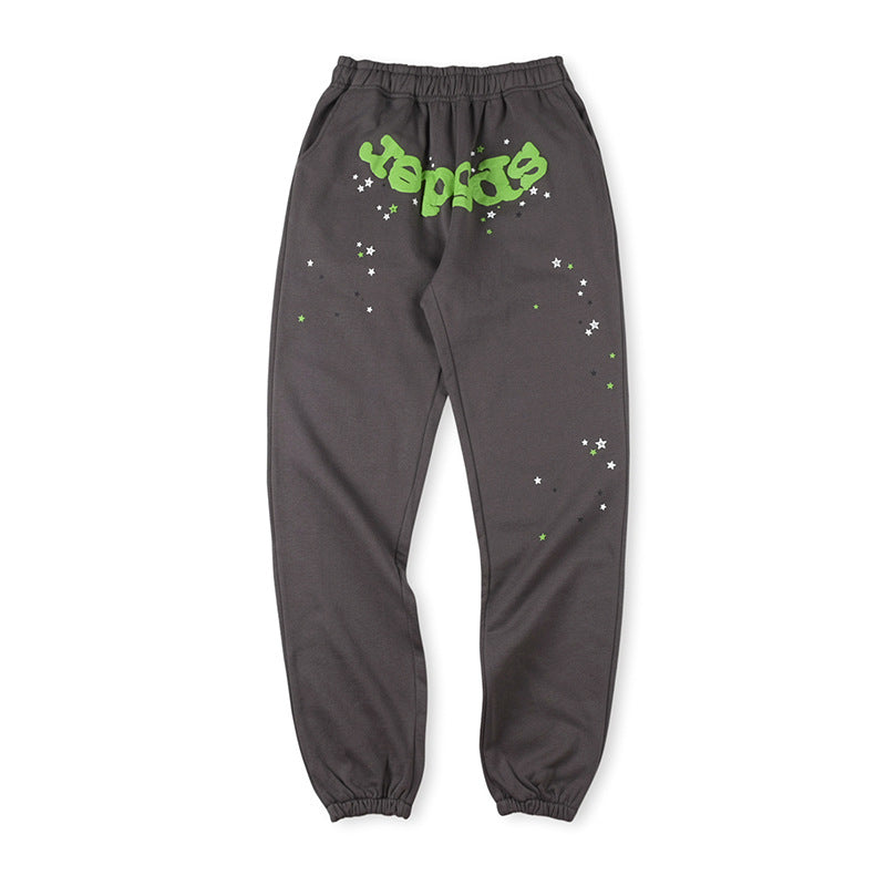 Sp5der Logo Foam Print Jogger Pants – Brown