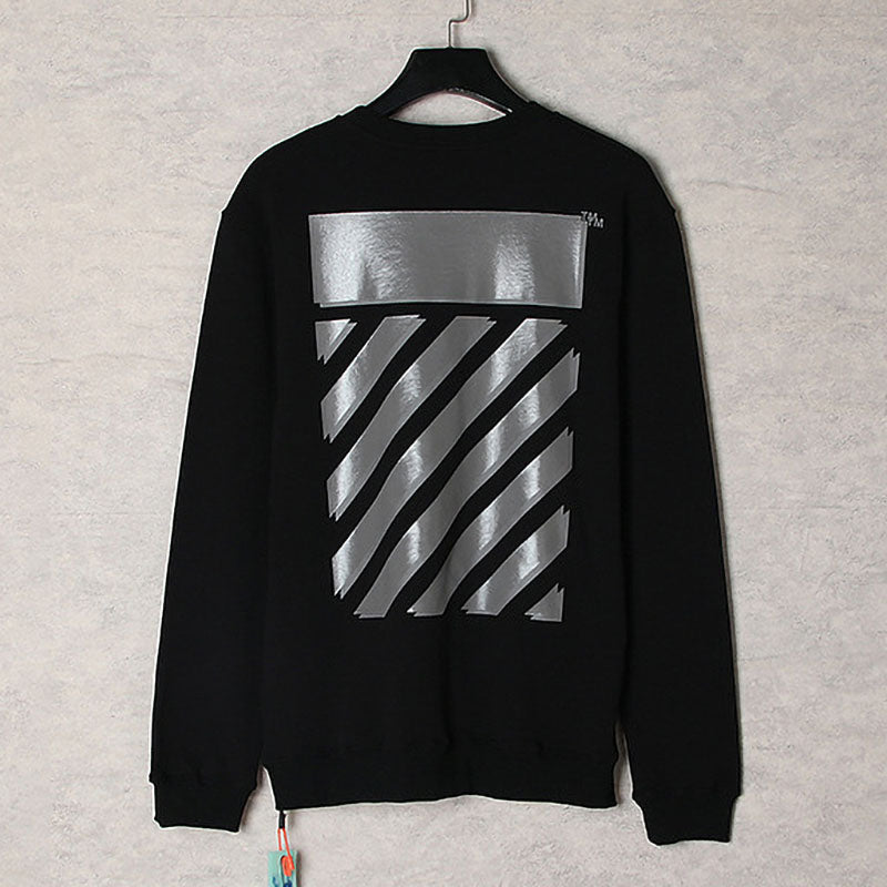 Off-White Cotton Crewneck Sweatshirt — Black