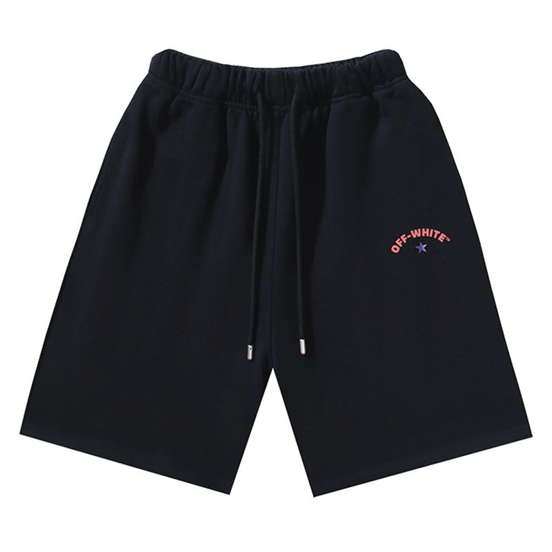 OFF-WHITE "Galaxy Star" Arrow Graphic Cotton Sweatshorts