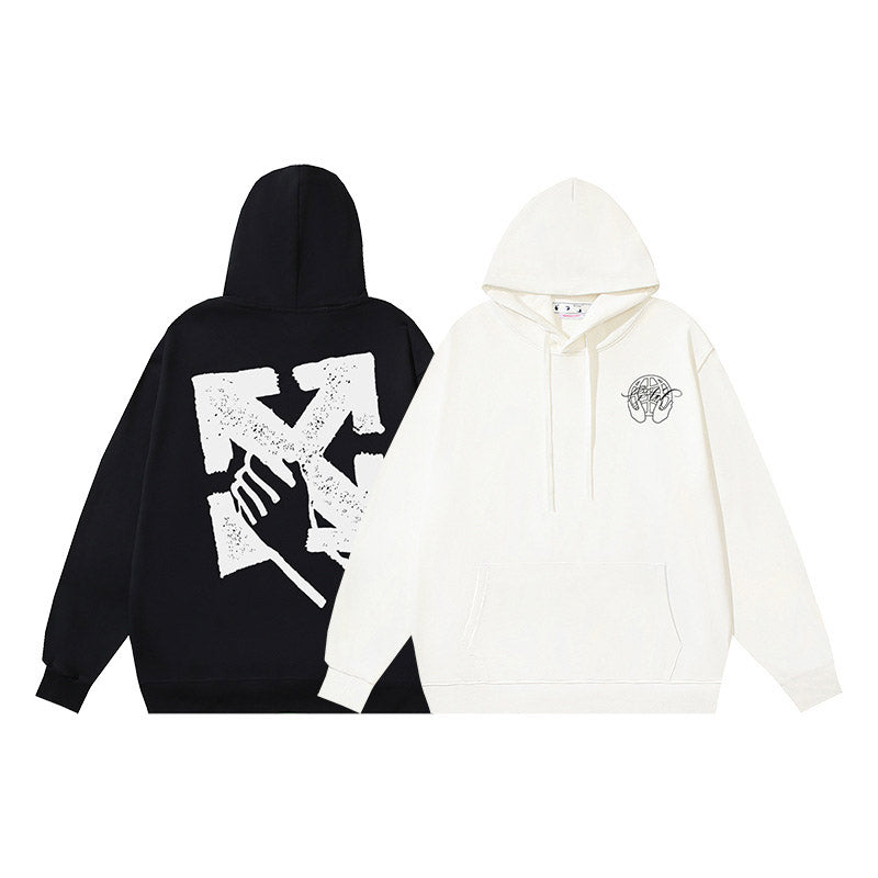 OFF WHITE Hand Arrow Boxy Hoodie – White & Black