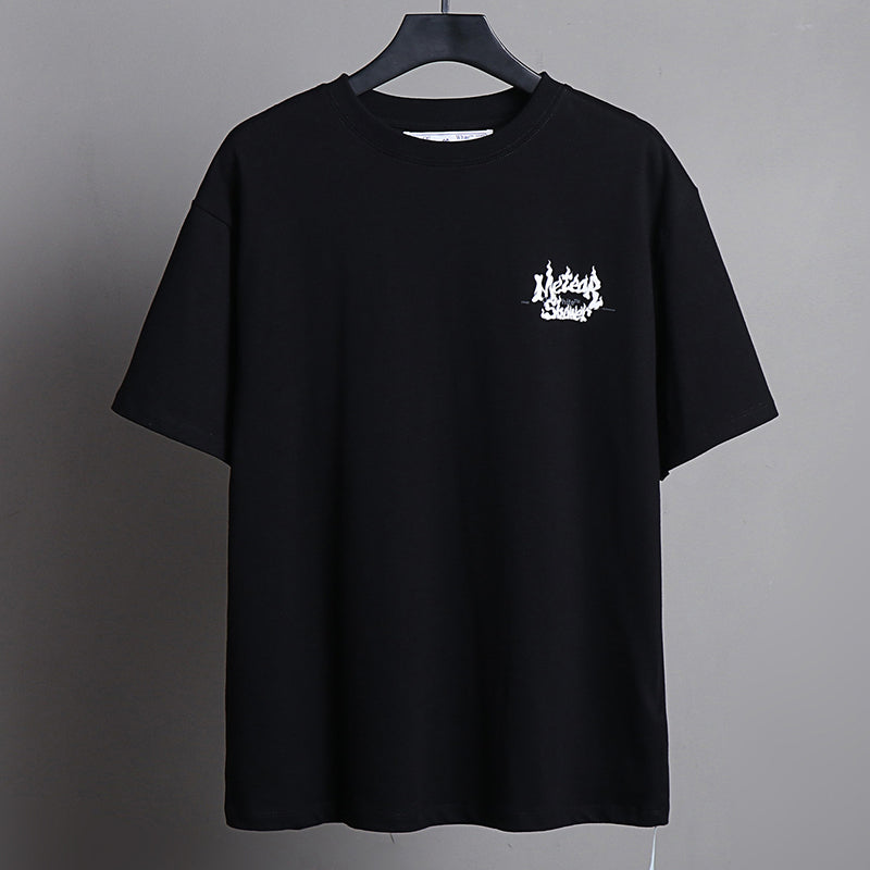 OFF-WHITE "No Fear" Flame Gothic Graphic T-Shirt