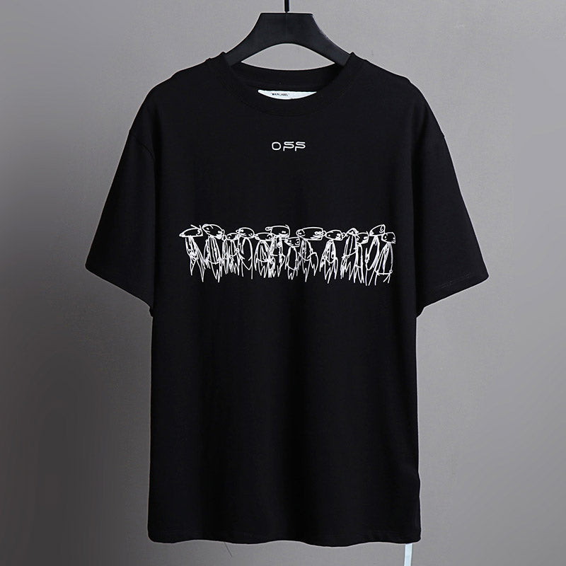 Off-White Cartoon Color Spelling Arrow Pattern T-Shirt