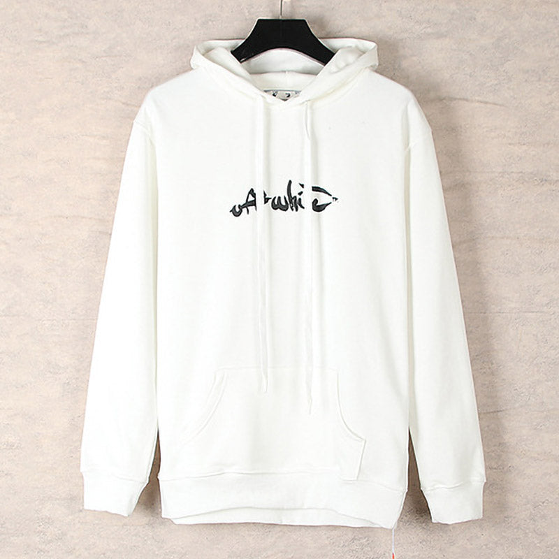 OFF WHITE Graffiti Script Logo Hoodie – Black & White