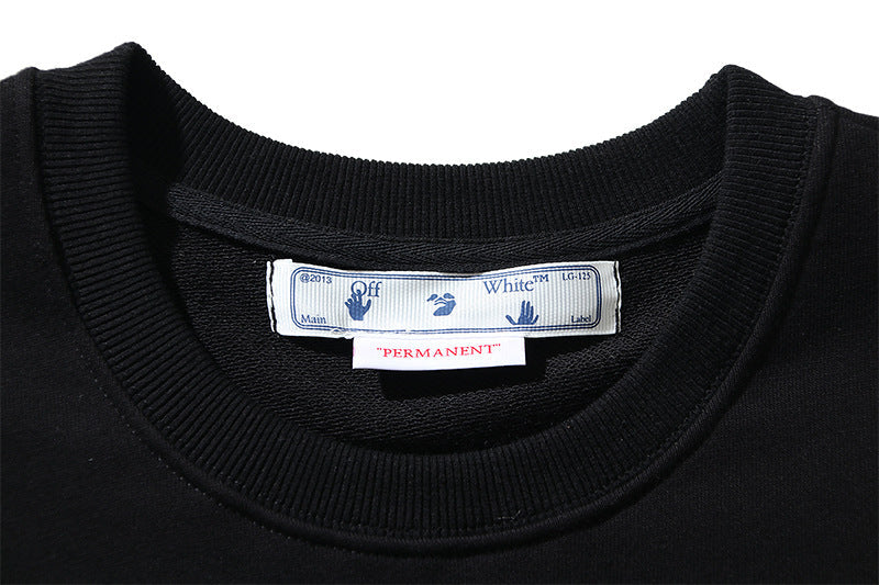 Off-White Cotton Crewneck Sweatshirt — Black