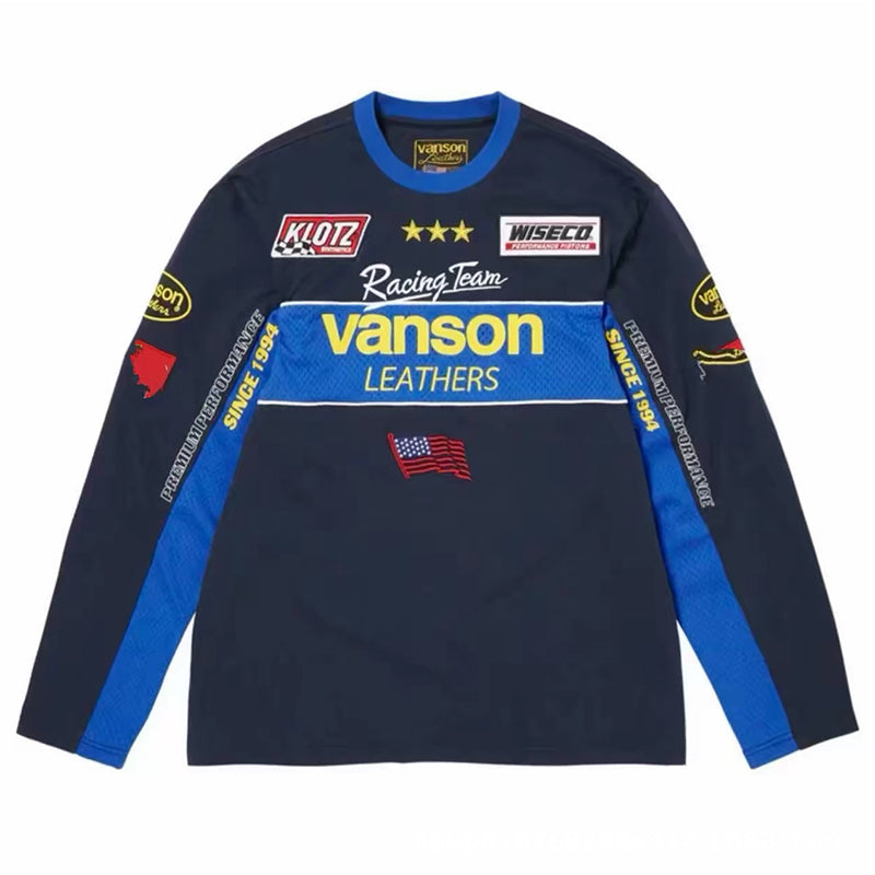 Supreme Vanson Leathers L/S Tee — Blue / Pink