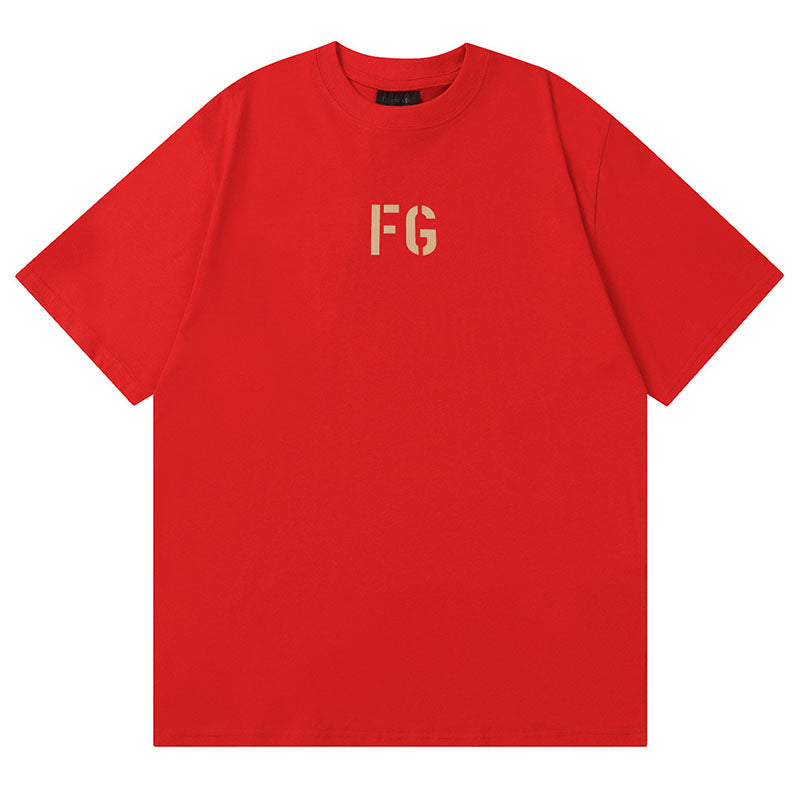 Fear of God "FG" Logo Printed T-Shirt – Red / Dark Blue