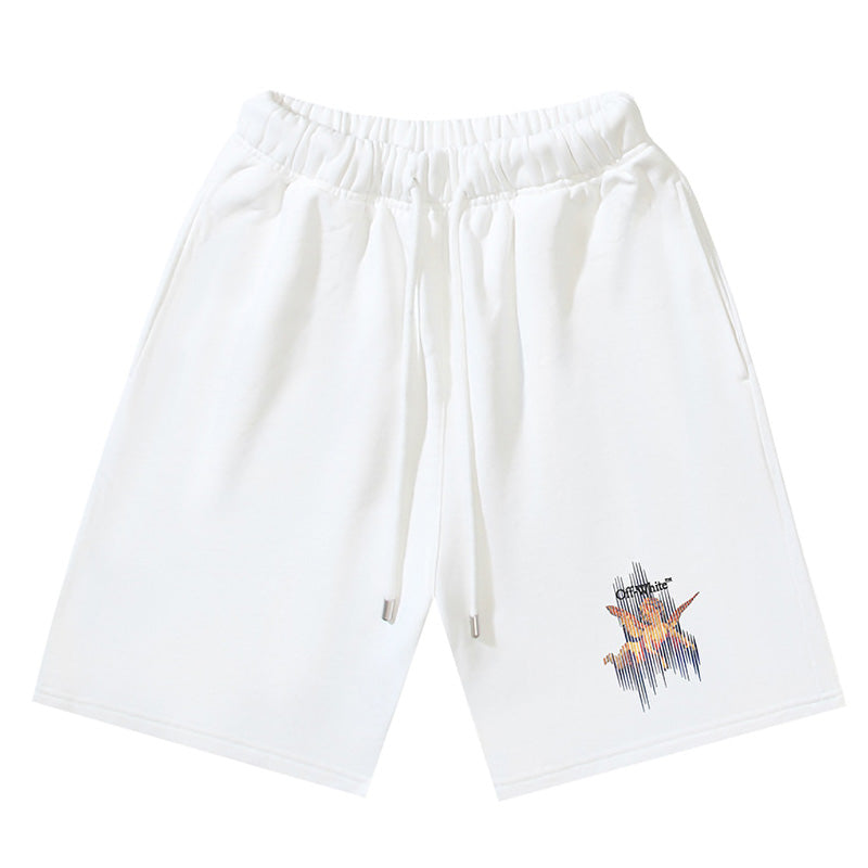 OFF-WHITE "Caravaggio Angel" Renaissance Graphic Cotton Sweatshorts
