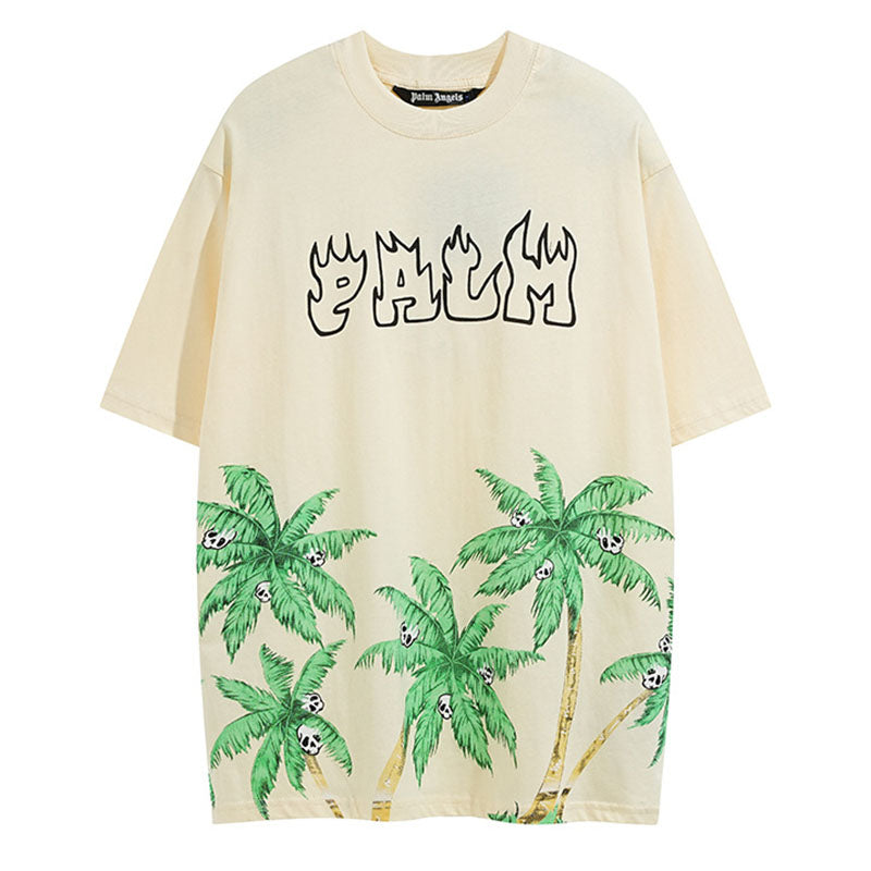 Palm Angels Hawaiian Coconut Tree Skull T-Shirt – 100% Cotton