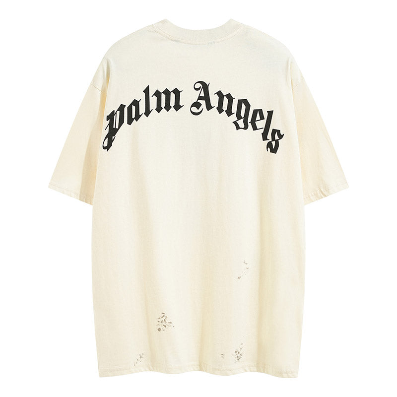 Palm Angels Neon Palm Tree Spray Paint Distressed T-Shirt & Shorts Set