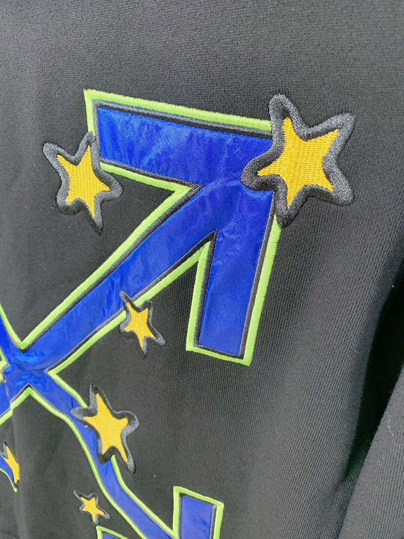 OFF WHITE Star Arrow Embroidered Appliqué Hoodie – Black