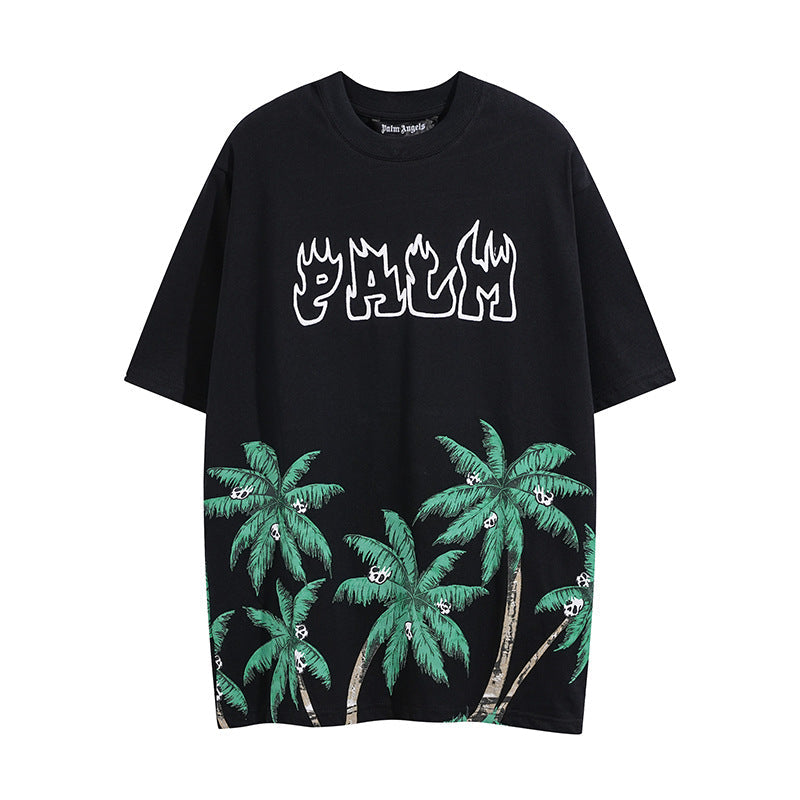 Palm Angels Hawaiian Coconut Tree Skull T-Shirt – 100% Cotton