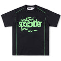 Sp5der Contrast Stitch Slub Tee – Black Premium Streetwear Graphic T-Shirt
