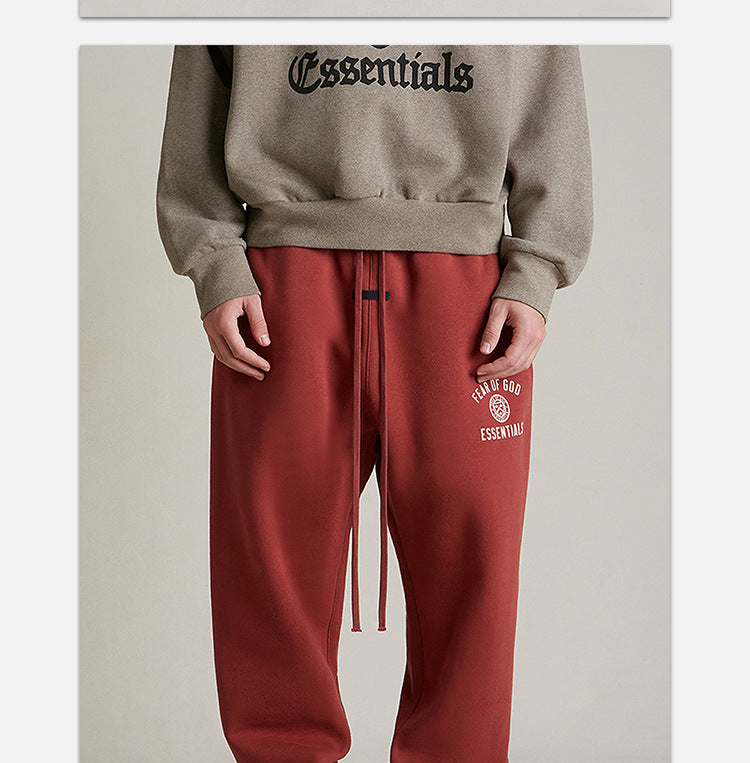 Fear Of God Essentials Varsity Crest Logo Fleece Sweatpants – Crimson Red