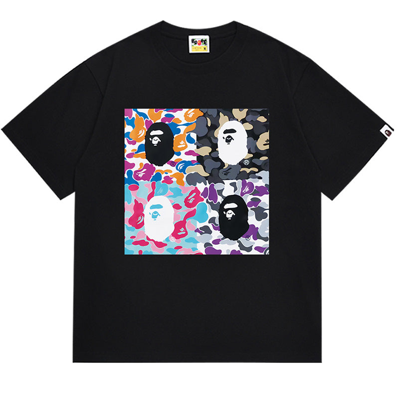 BAPE Multi-Camo Ape Head Grid Tee