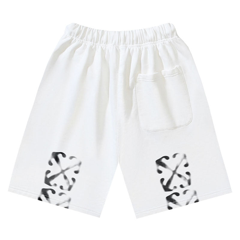 OFF-WHITE "Blur Arrow" Motion Graphic Cotton Sweatshorts