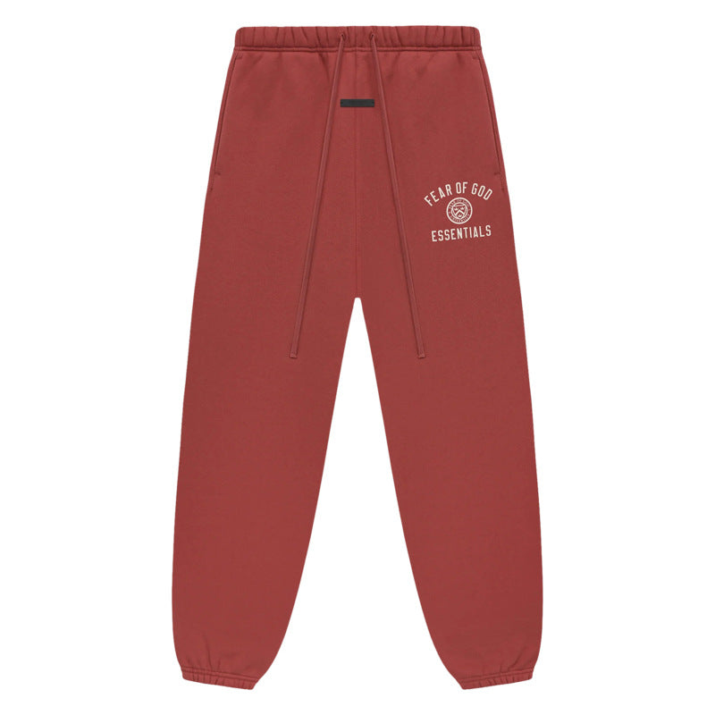 Fear Of God Essentials Varsity Crest Logo Fleece Sweatpants – Crimson Red