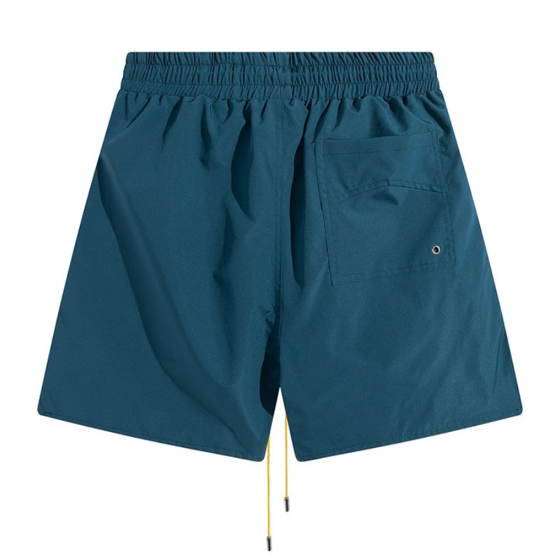RHUDE Embroidered Tie Elastic Track Shorts – Blue