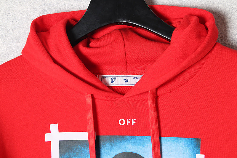 OFF WHITE Mona Lisa Frame Pattern Hoodie – Red, White & Black