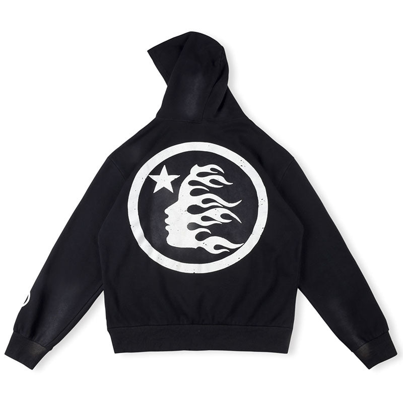 Hellstar Basic Letter Print Casual Hoodie Black