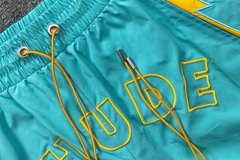 RHUDE Court Logo Sport Shorts – Red / Green