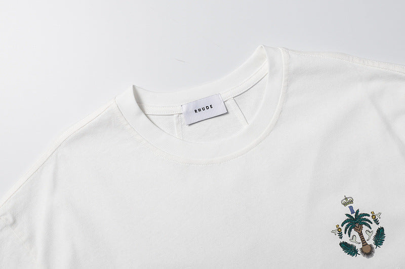 RHUDE Logo-Print T-Shirt – White / Black / Apricot