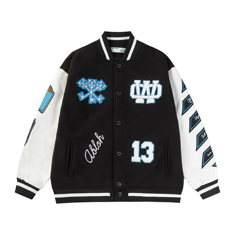 OFF-WHITE Keys Multi-Patch Varsity Baseball Jacket