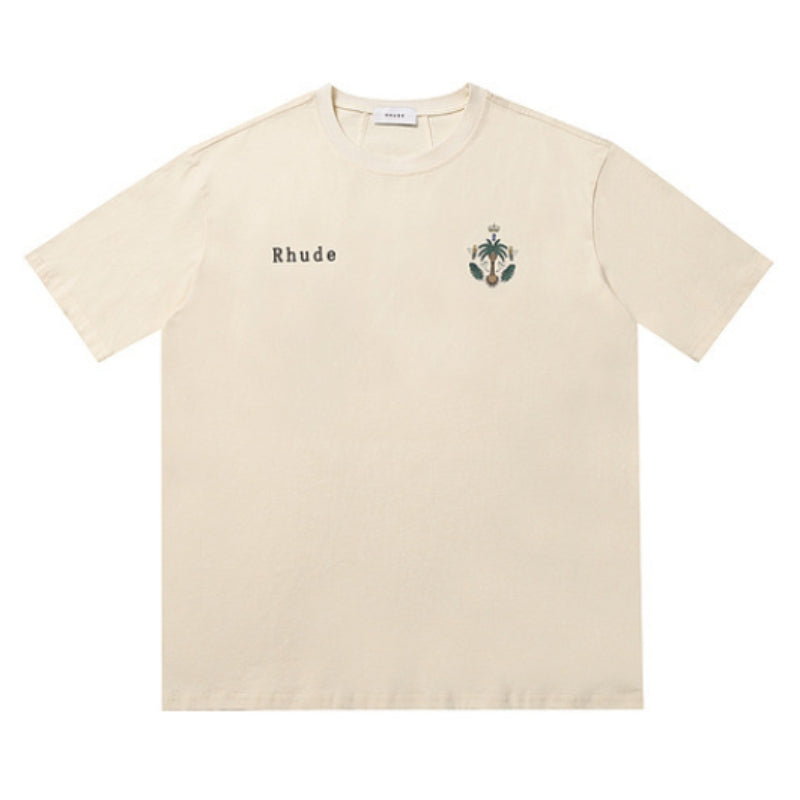RHUDE Logo-Print T-Shirt – White / Black / Apricot