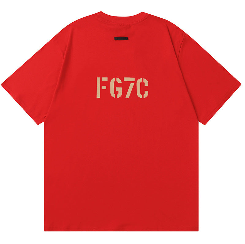 Fear of God Flocking FG7C Letters T-Shirt – Red / Black / Navy Blue