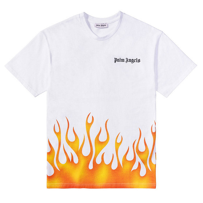 Palm Angels Racing Flames Hem Print Oversized T-Shirt