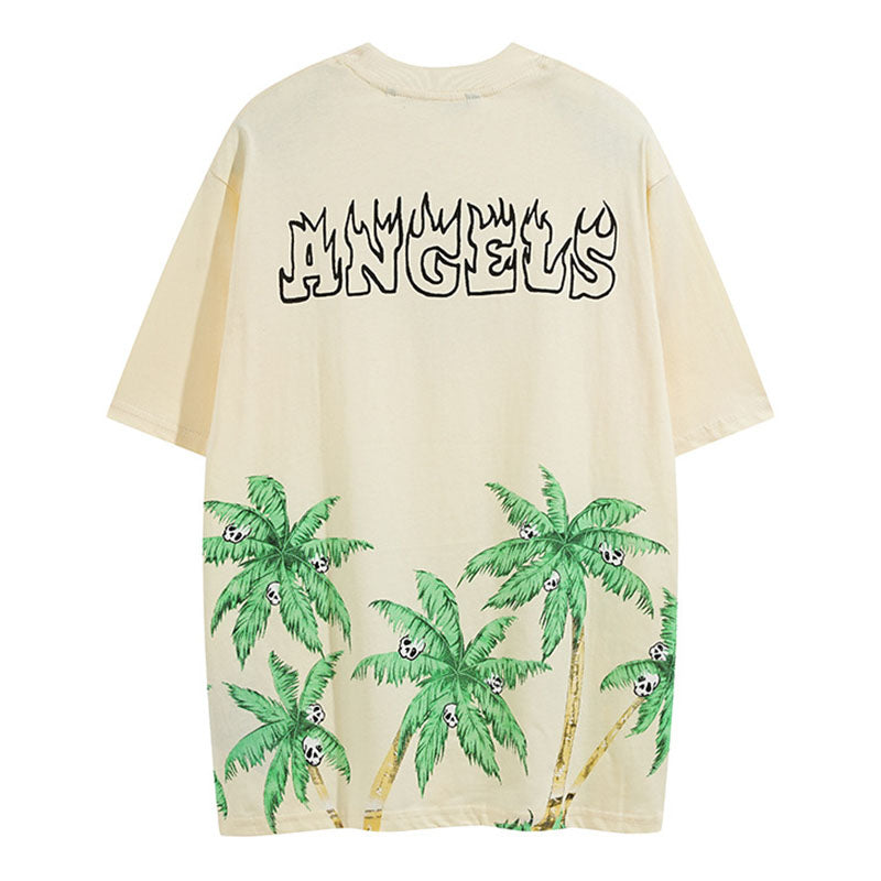 Palm Angels Hawaiian Coconut Tree Skull T-Shirt – 100% Cotton