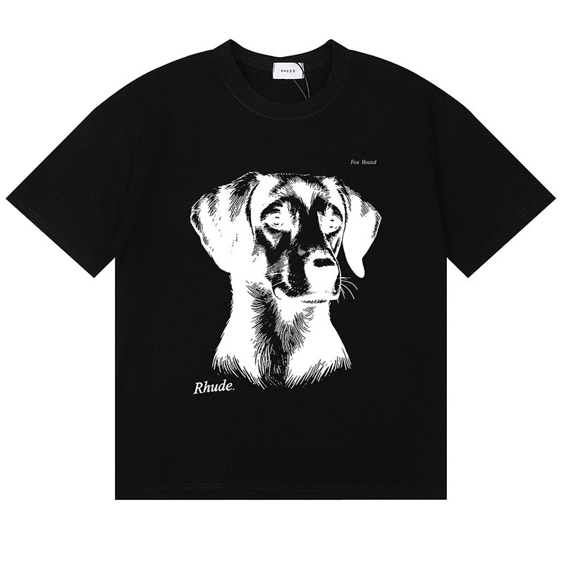 RHUDE Fox Hound Tee – White / Black / Apricot