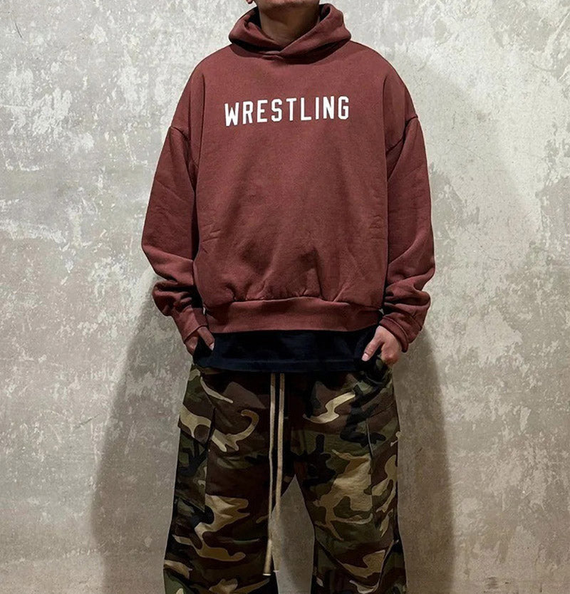 Fear Of God Essentials WRESTLING Heavy Fleece Hoodie – Crimson Red