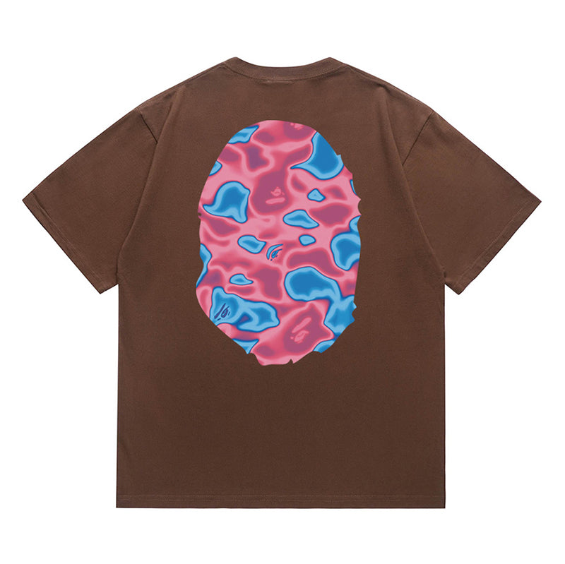 BAPE Liquid Camo Big Ape Head Tee - Brown & Apricot
