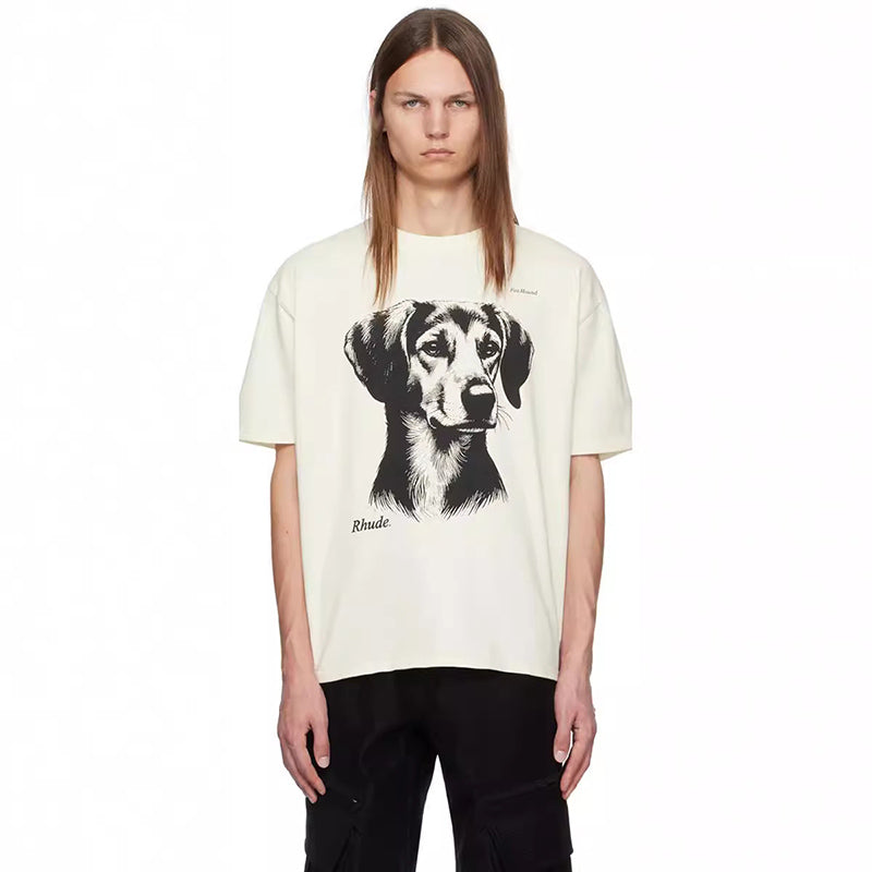RHUDE Fox Hound Tee – White / Black / Apricot