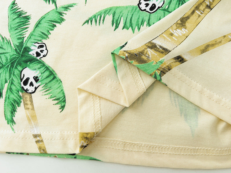 Palm Angels Hawaiian Coconut Tree Skull T-Shirt – 100% Cotton