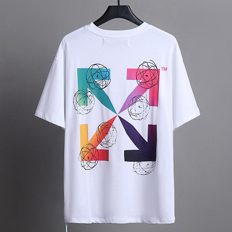 Off-White Cartoon Color Spelling Arrow Pattern T-Shirt