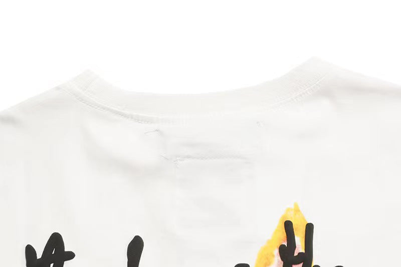 RRR123 Rainbow Snake Foam Letter Print T-Shirt – Apricot / White / Black