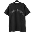 Palm Angels Crystal Arch Logo Distressed T-Shirt