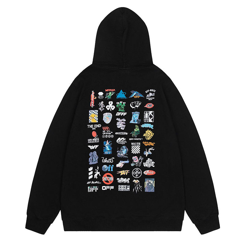 Off-White Sticker Pack All-Over Print Hoodie – Archive Graphic