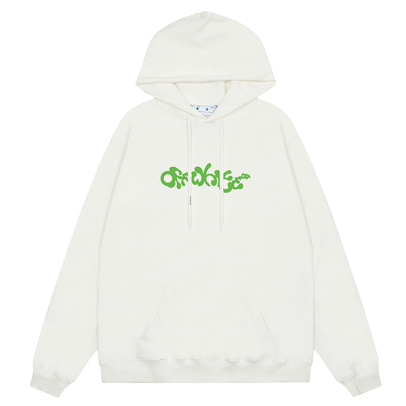 Off-White Arrow Logo Pullover Hoodie — White / Black