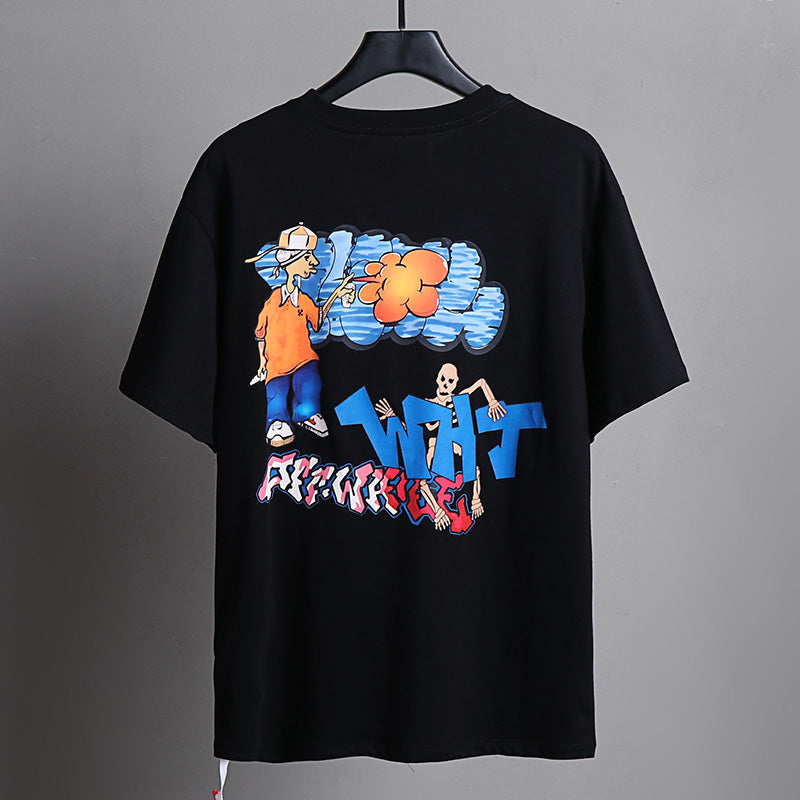 OFF-WHITE "Graff Pupp" Skate Graffiti Cartoon Graphic T-Shirt