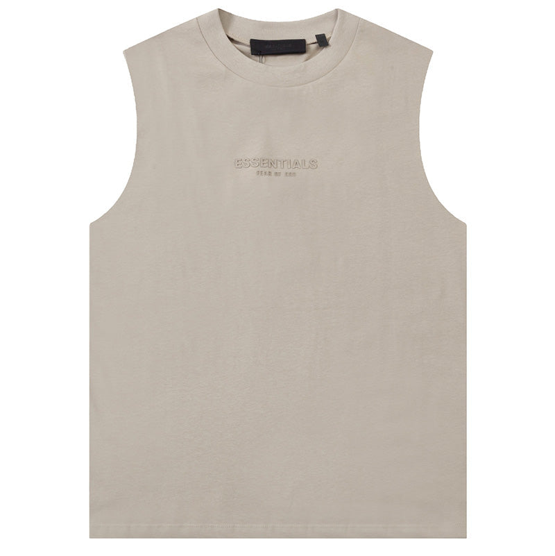 Fear of God Flocked Small Letter Print Sleeveless T-Shirt – Black / Apricot