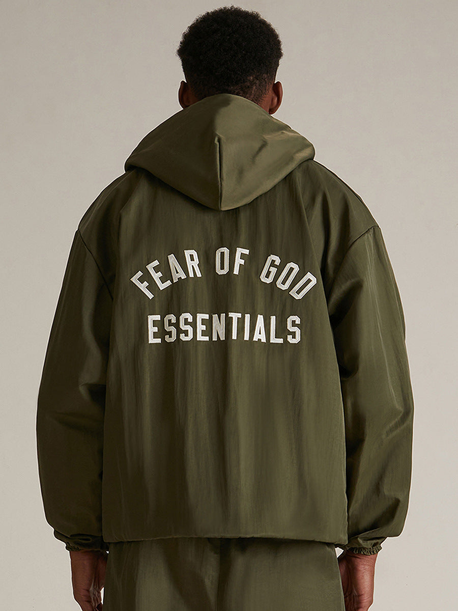 Fear Of God Essentials Arch Logo Hooded Jacket – Military Olive